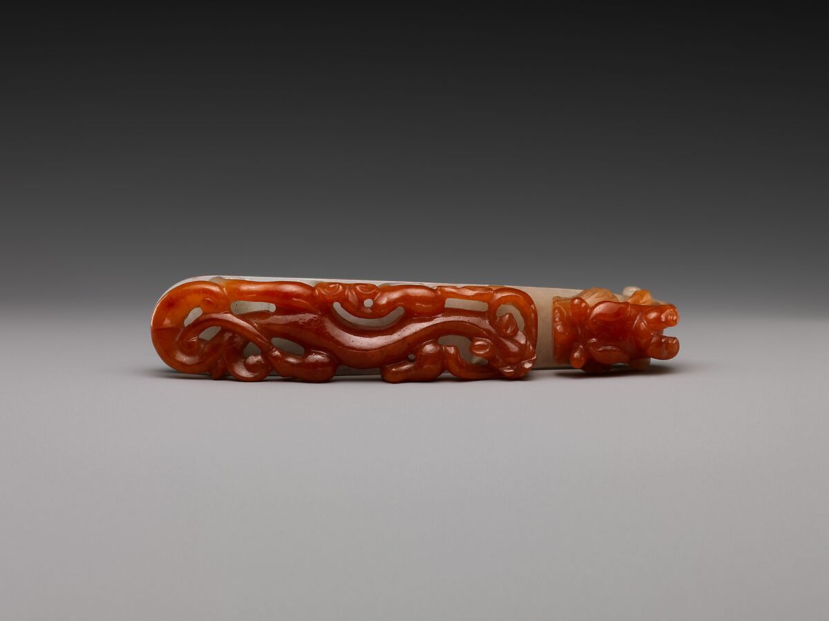 Belt hook with dragons, Jade (jadeite), China