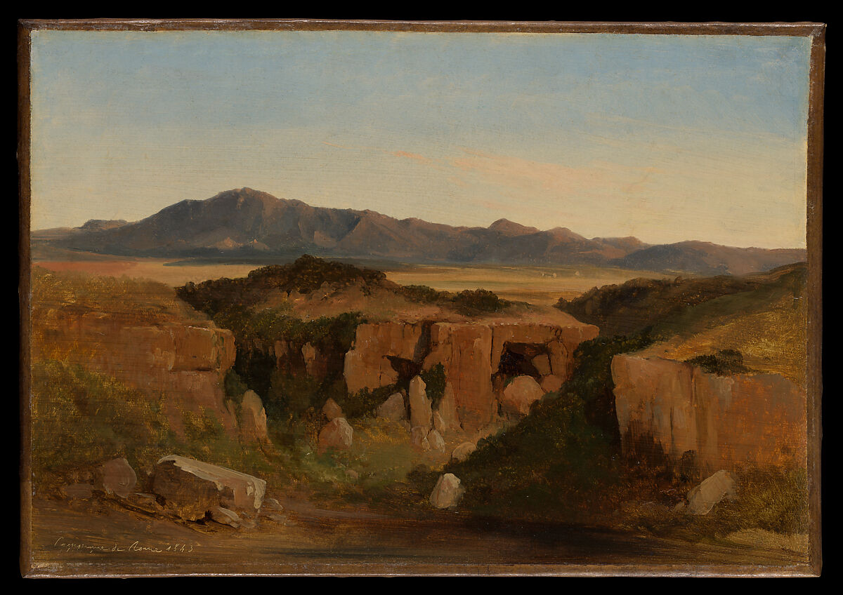 Landscape, Jules Coignet (French, Paris 1798–1860 Paris), Oil on paper, laid down on canvas 