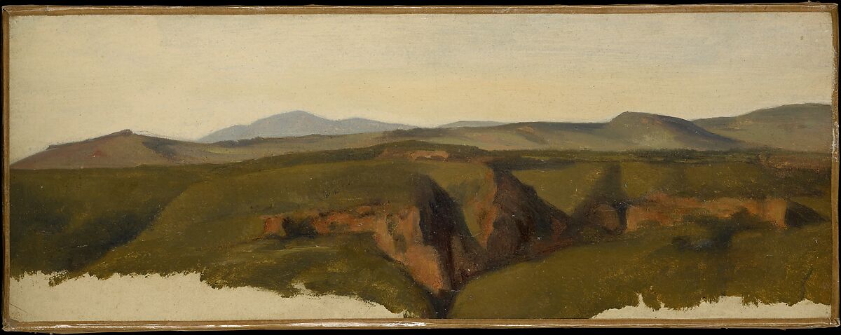 View in the Roman Campagna, Alexandre Desgoffe (French, Paris 1805–1882 Paris), Oil on paper, laid down on canvas 