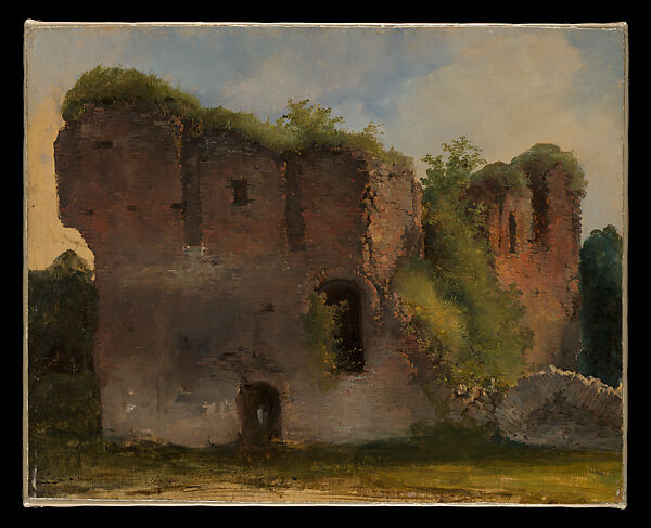 Study of Ruins, Said to Be the Palatine Hill, Rome, German Painter (19th century), Oil on paper, laid down on board 