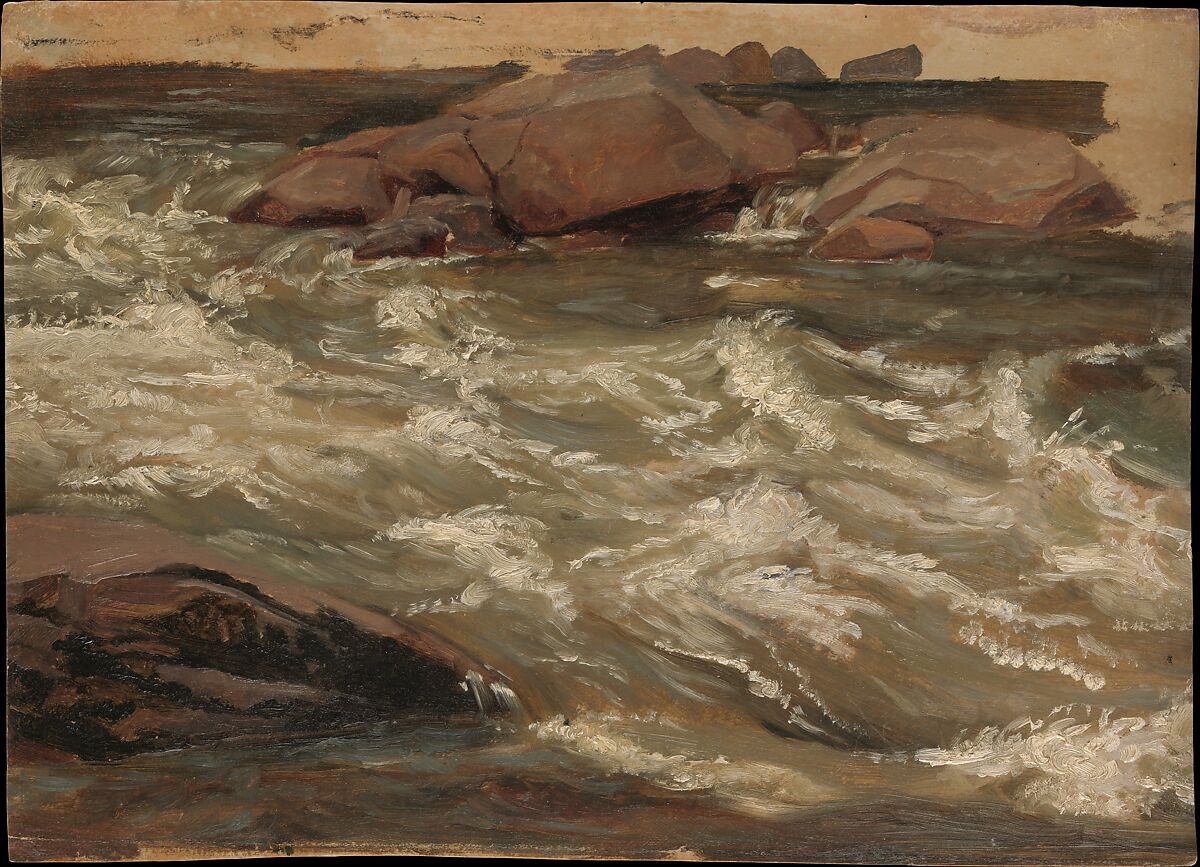 Study of Rushing Water, Christian Friedrich Gille (German, Ballenstedt 1805–1899 Dresden), Oil on paper 