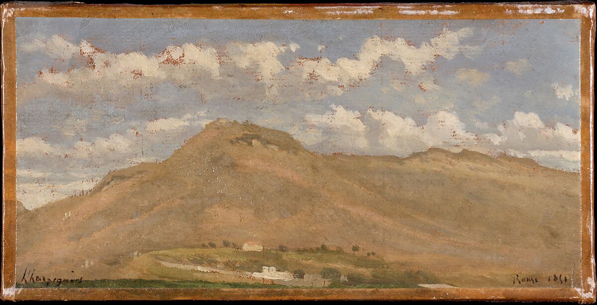 Landscape near Rome, Henri-Joseph Harpignies (French, Valenciennes 1819–1916 Saint-Privé), Oil on paper, laid down on canvas 