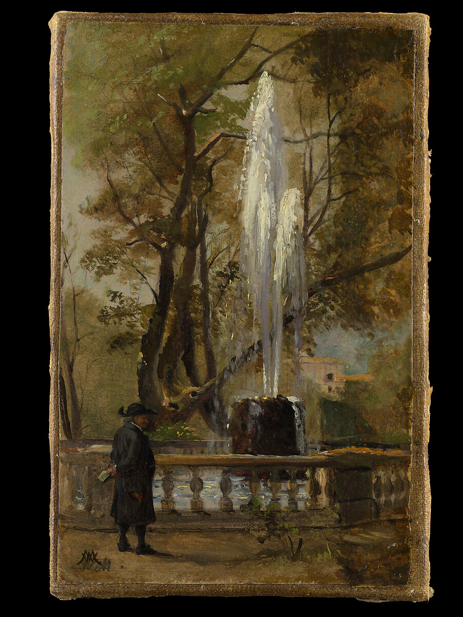 A Fountain in Rome, Wilhelm Marstrand (Danish, Copenhagen 1810–1873 Copenhagen), Oil on paper, laid down on canvas 