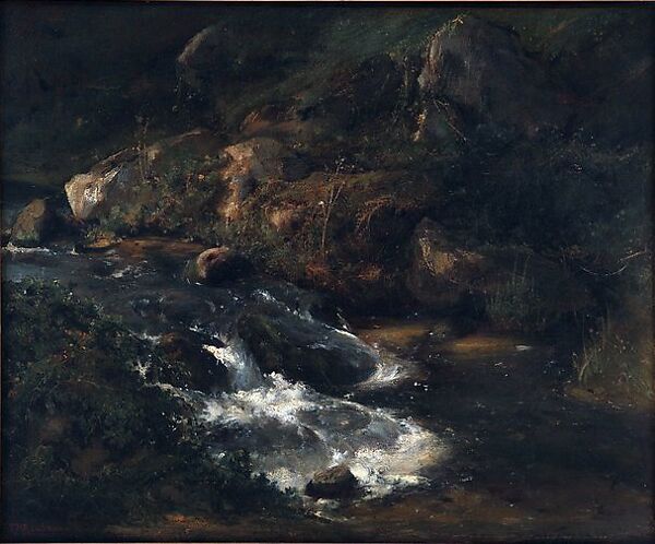 A Stream in the Auvergne, Théodore Rousseau (French, Paris 1812–1867 Barbizon), Oil on paper, laid down on canvas