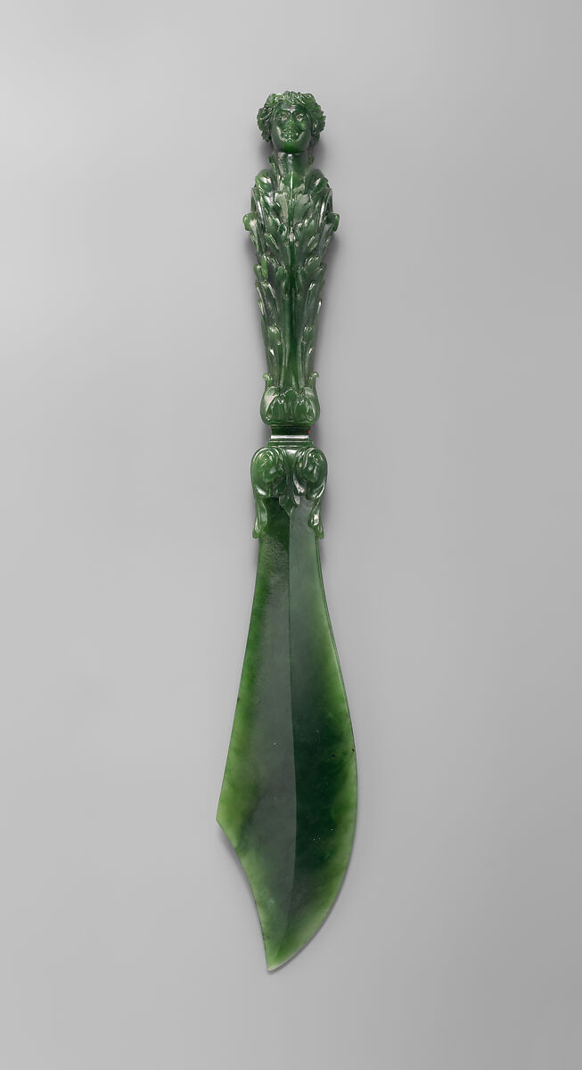 Paper knife, Berquin-Varangoz Workshop, Jade (nephrite), France 