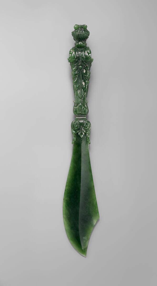 Paper knife, Berquin-Varangoz Workshop, Jade (nephrite), France