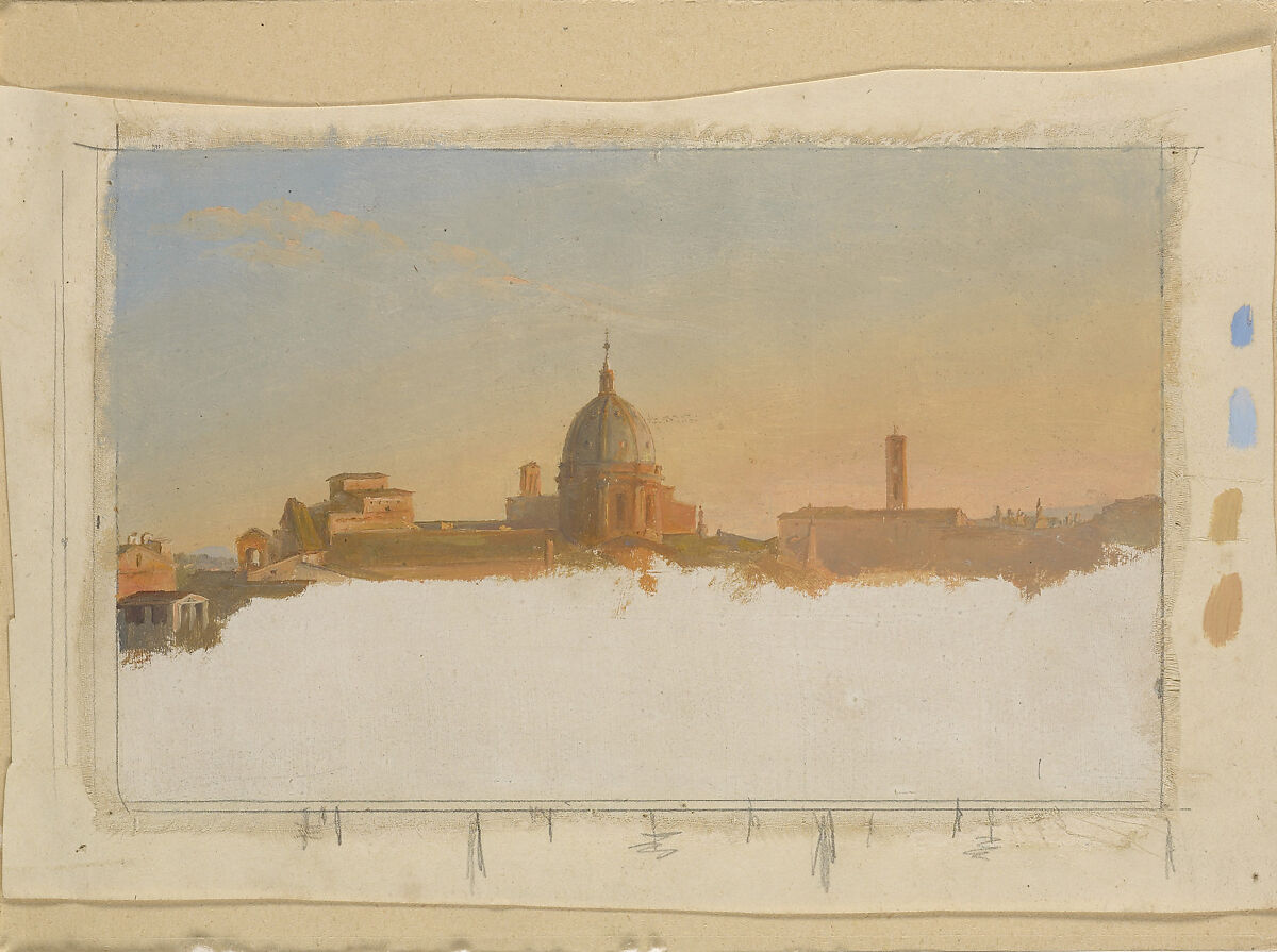 View of an Italian City, Joséphine Sarazin de Belmont (French, Versailles 1790–1870 Paris), Oil on linen, laid down on paper 