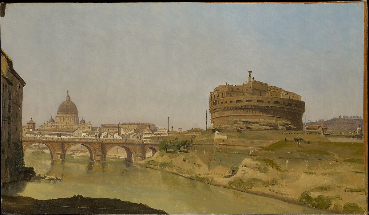 Rome with St. Peter's and Castel Sant'Angelo, Gustaf Söderberg (Swedish, Norrköping 1799–1875 Stockholm), Oil on two sheets of paper, laid down on Masonite 