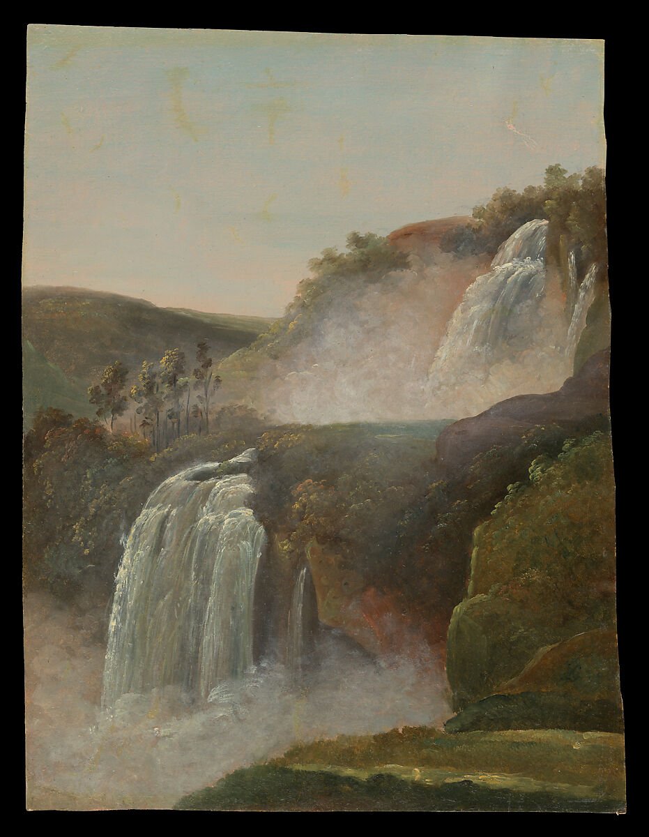 Waterfalls at Terni, Pierre Henri de Valenciennes or Circle (French, Toulouse 1750–1819 Paris), Oil on paper 