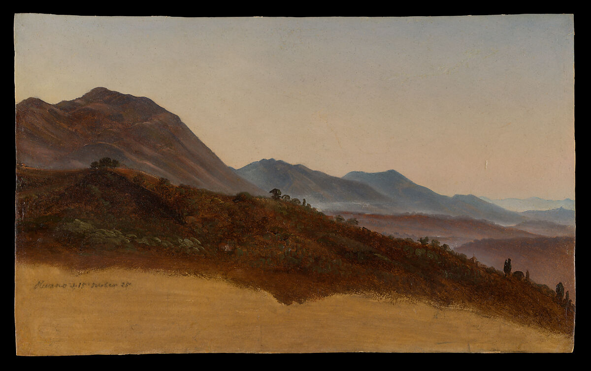 Landscape at Olevano Romano, Johann Joachim Faber (German, Hamburg 1778–1846 Hamburg), Oil on paper, laid down on cardboard 
