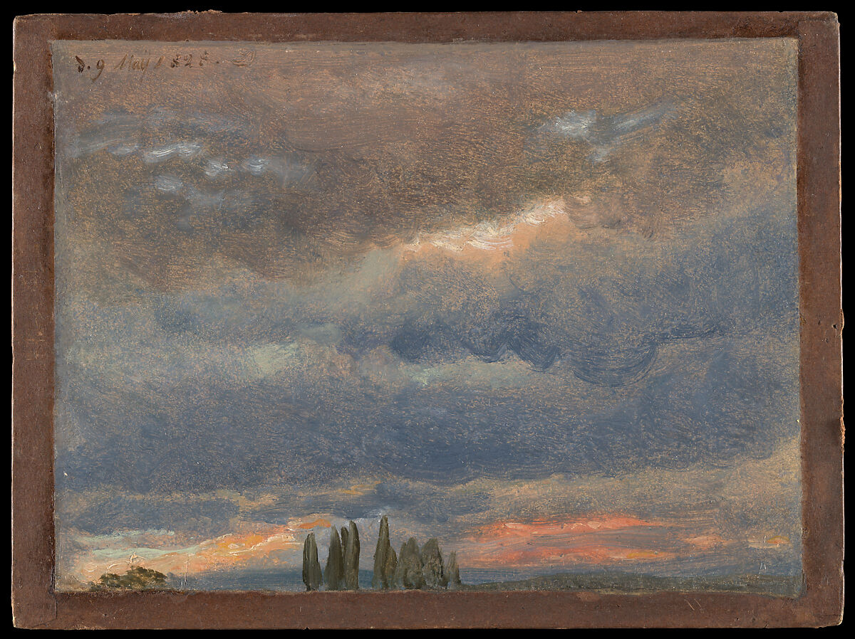 Cloud Study, Johan Christian Dahl (Norwegian, Bergen 1788–1857 Dresden), Oil on paper, laid down on cardboard 