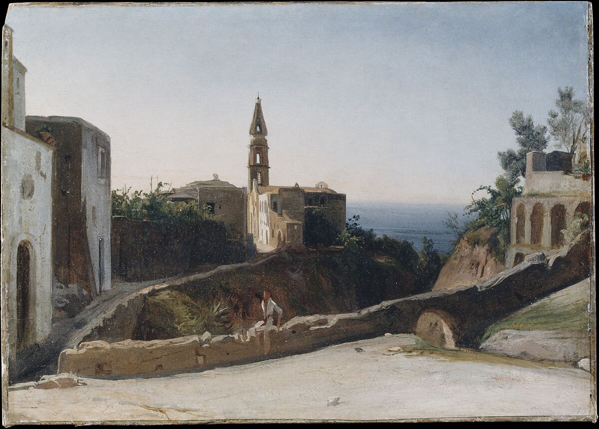 A Village on Ischia (Fontana?), Léon Fleury (French, Paris 1804–1858 Paris), Oil on paper, laid down on cardboard 