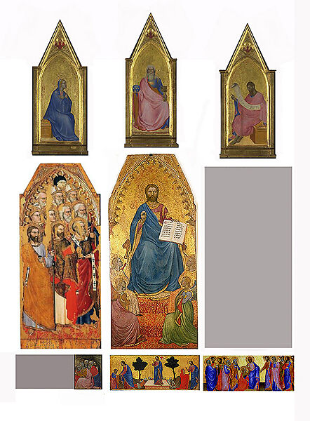 Christ and Saint Peter; the Resurrection; Christ and Mary Magdalen, Giovanni da Milano (Italian, born Lombardy, active Florence 1346–69), Tempera on wood, gold ground