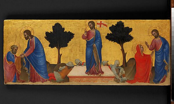 Christ and Saint Peter; the Resurrection; Christ and Mary Magdalen, Giovanni da Milano (Italian, born Lombardy, active Florence 1346–69), Tempera on wood, gold ground 