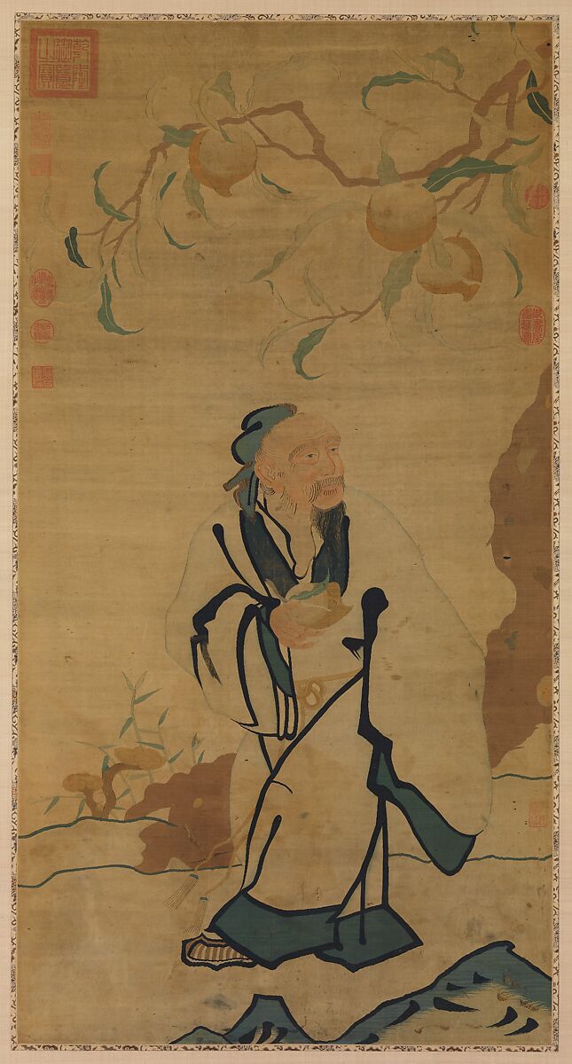Immortal Holding a Peach, Silk tapestry (kesi), China