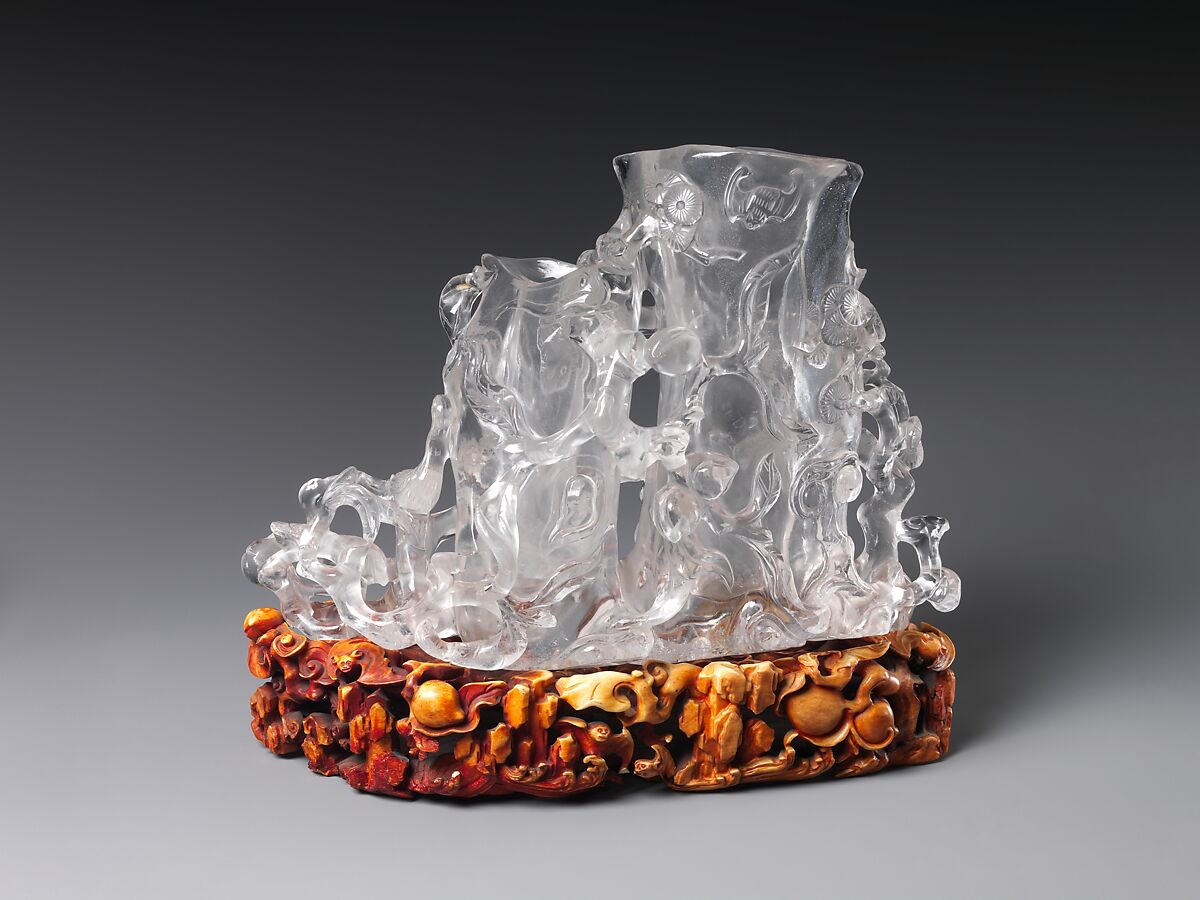 Flower holder in the form of pine and bamboo, Rock crystal, China