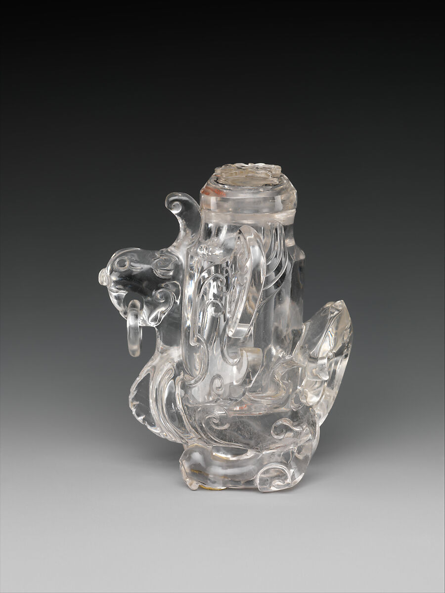 Vessel in the shape of a bird with archaic designs, Rock crystal, China