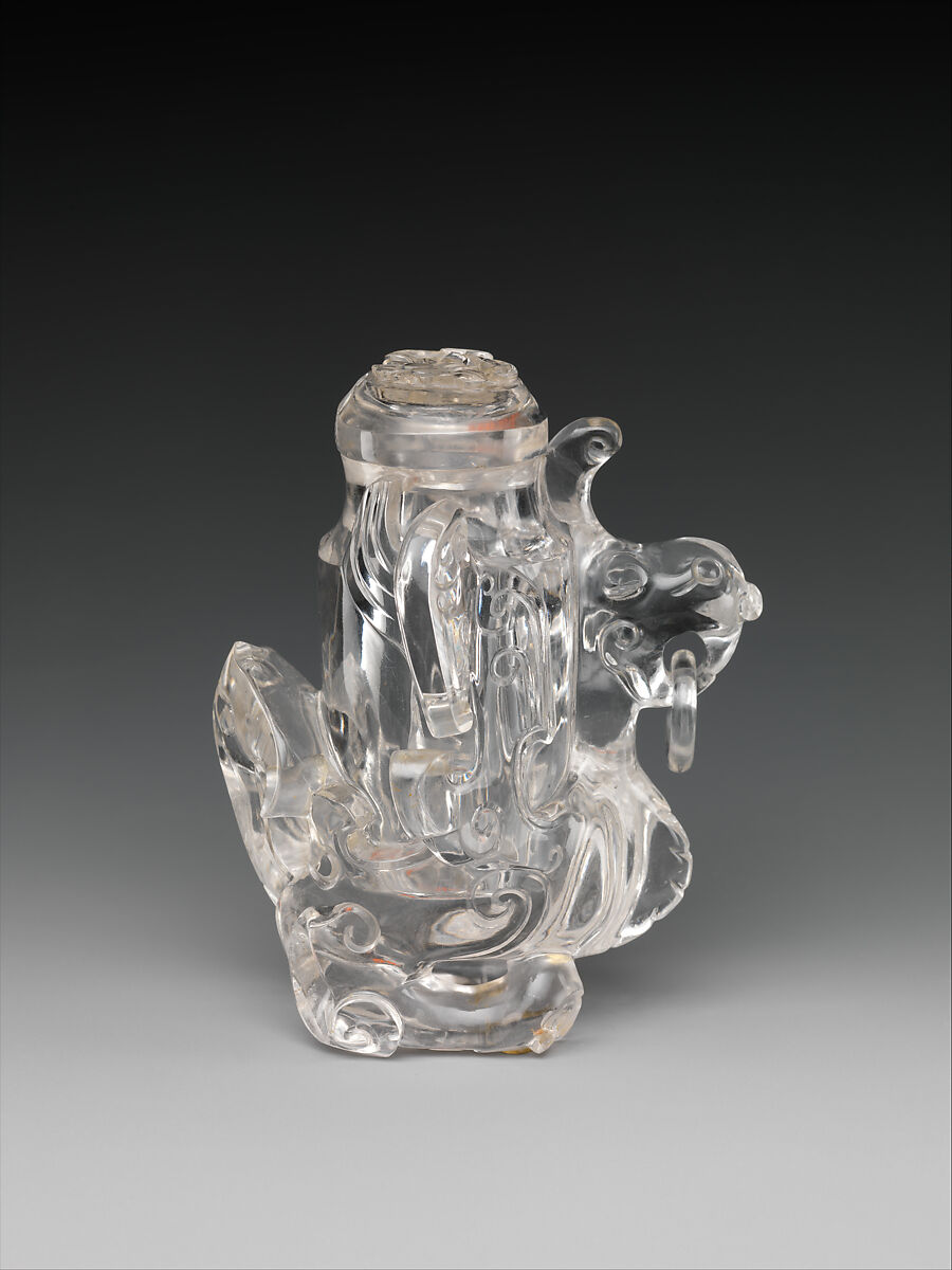 Vessel in the shape of a bird with archaic designs, Rock crystal, China