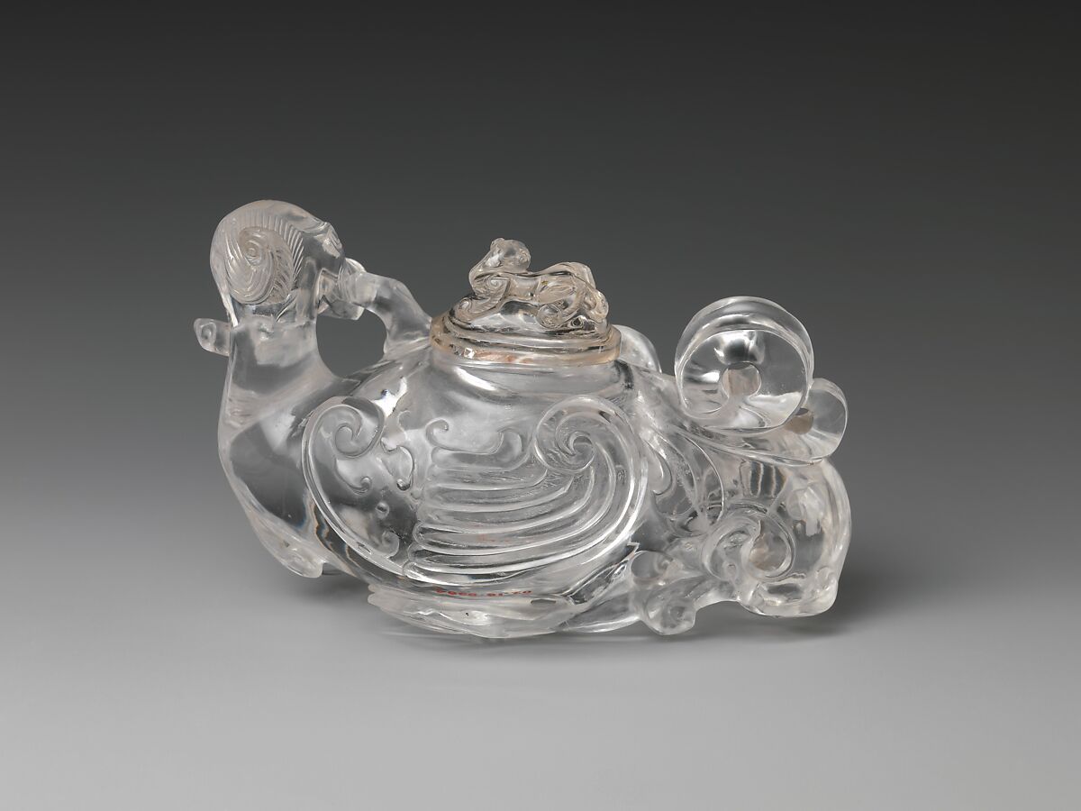 Covered vessel in the shape of a heavenly rooster, Rock crystal, China