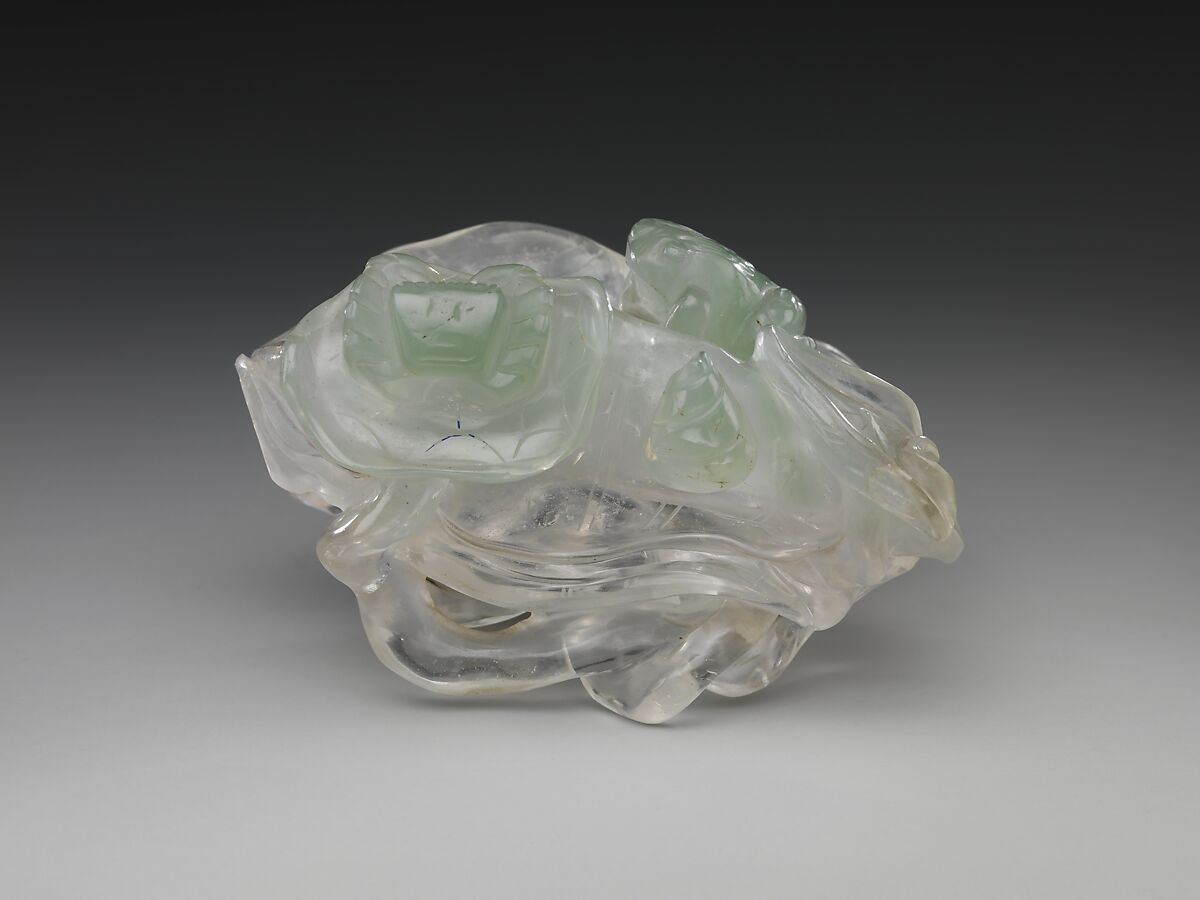 Dish with frog and lotus leaves, Rock crystal, China 