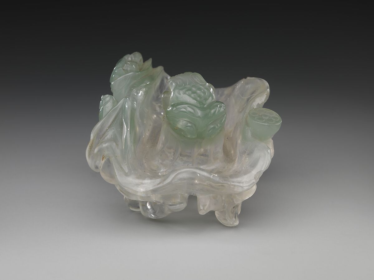 Dish with frog and lotus leaves, Rock crystal, China