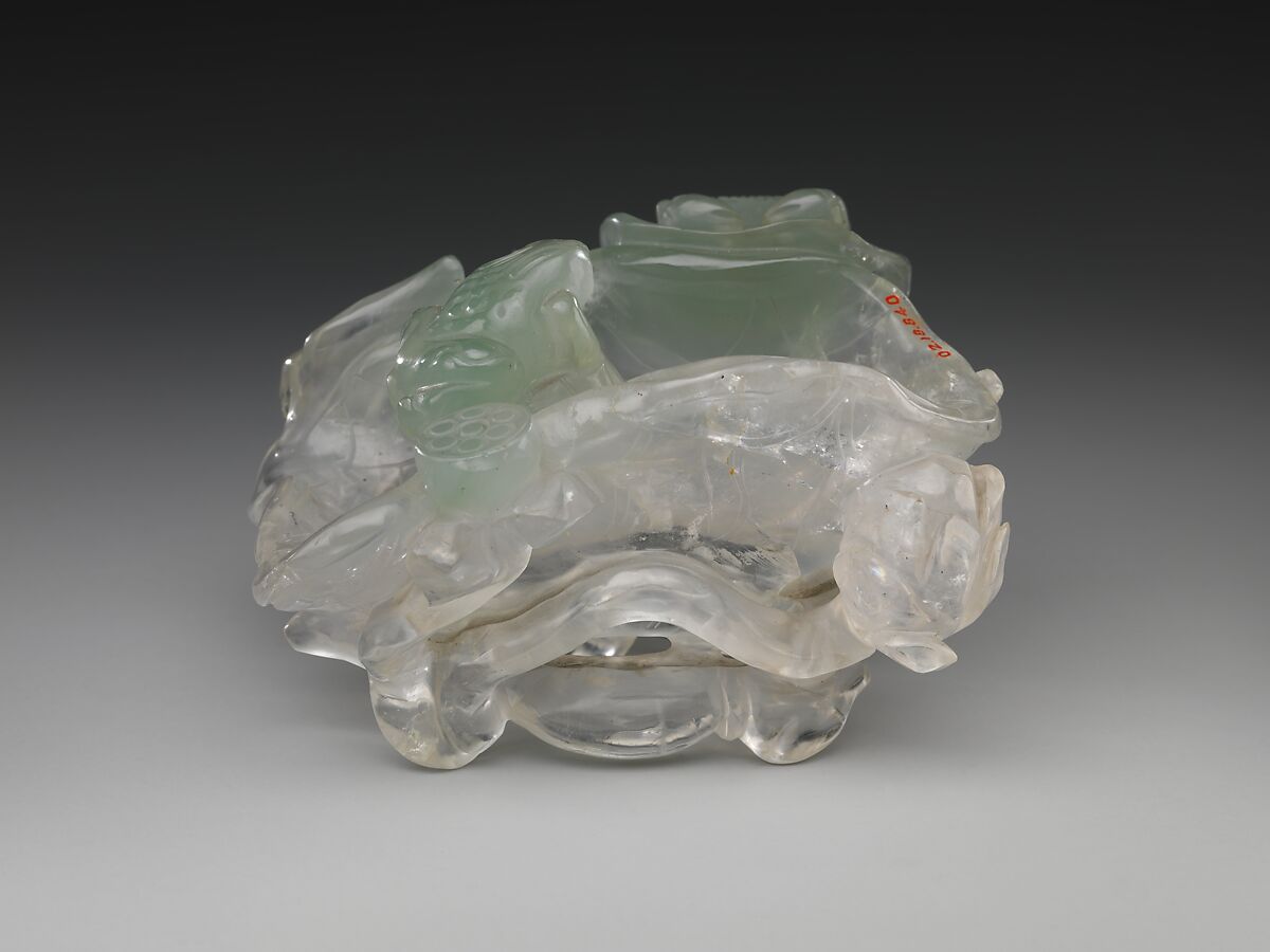 Dish with frog and lotus leaves, Rock crystal, China