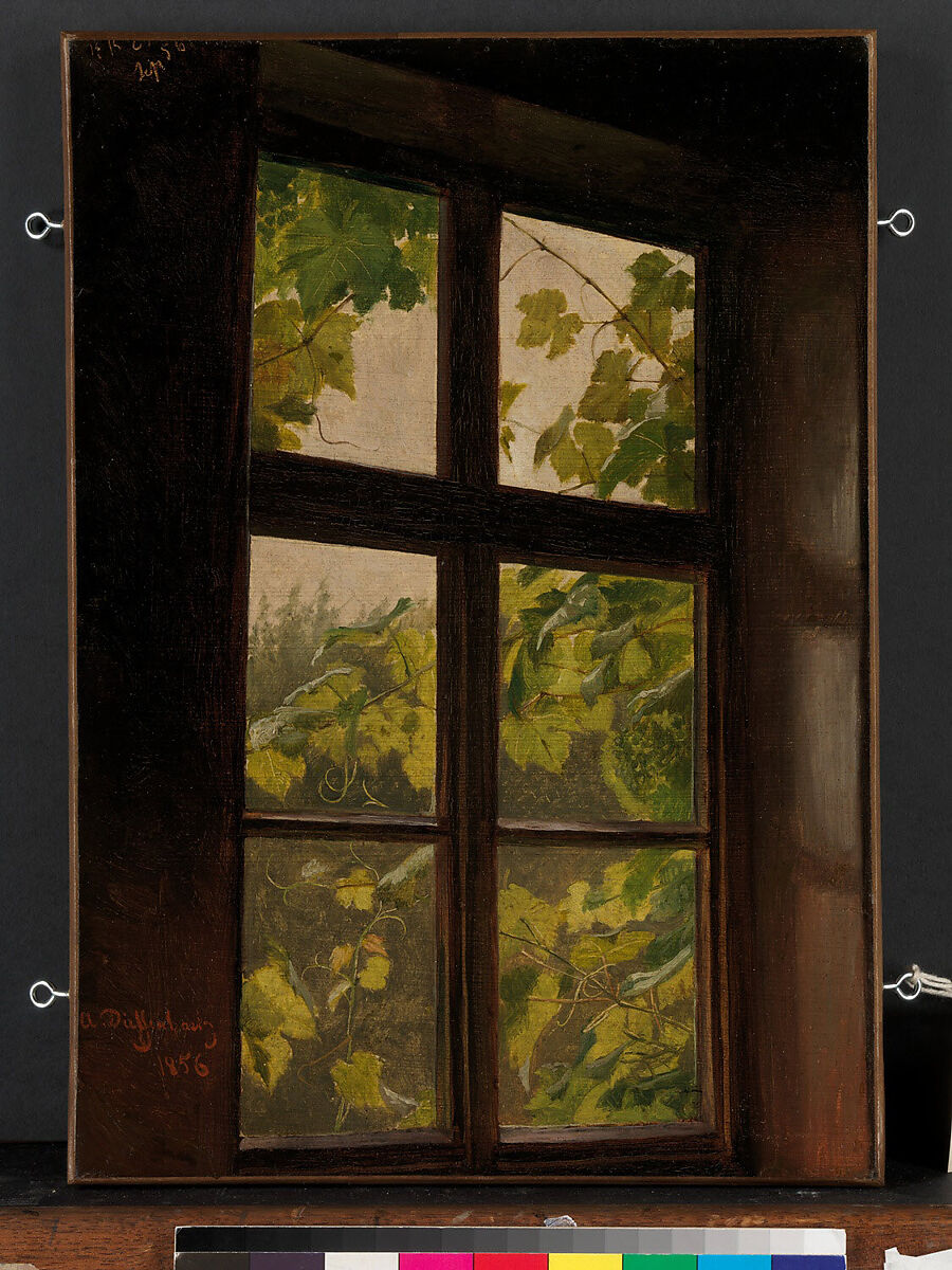 Window, Anton Dieffenbach (German, Wiesbaden 1831–1904 Hohwald), Oil on paper, laid down on canvas 