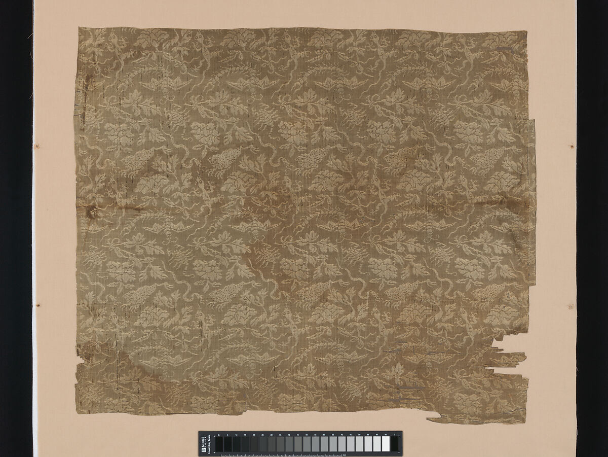 Panel with the five poisonous creatures, Silk in patterned simple gauze, China
