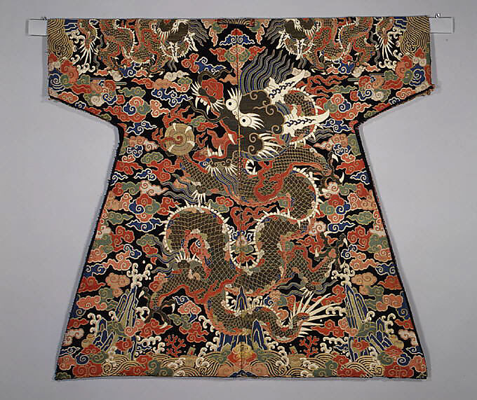 Velvet Textile for a Dragon Robe, Silk velvet with weft patterning in silk, metallic thread, and feather thread, China