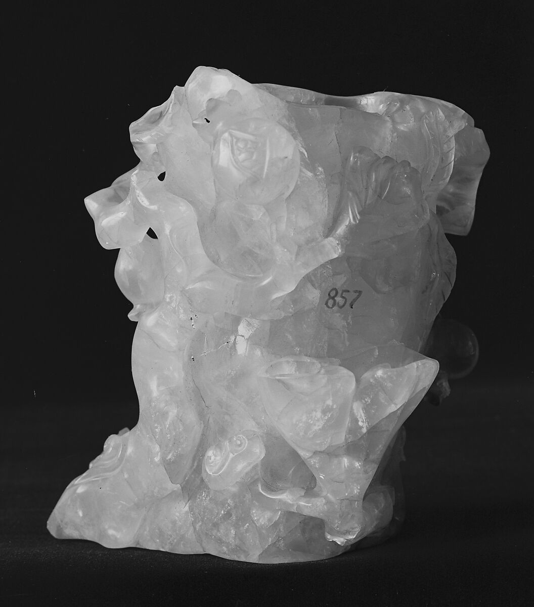 Flower holder with pomegranate, Rose quartz, China