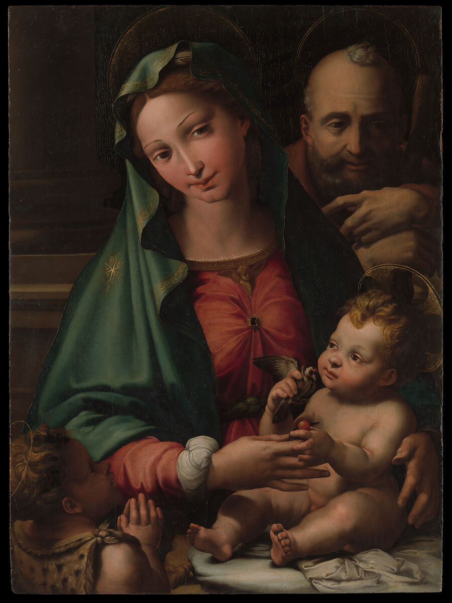 The Holy Family with the Infant Saint John the Baptist, Perino del Vaga (Pietro Buonaccorsi) (Italian, Florence 1501–1547 Rome), Oil on wood 