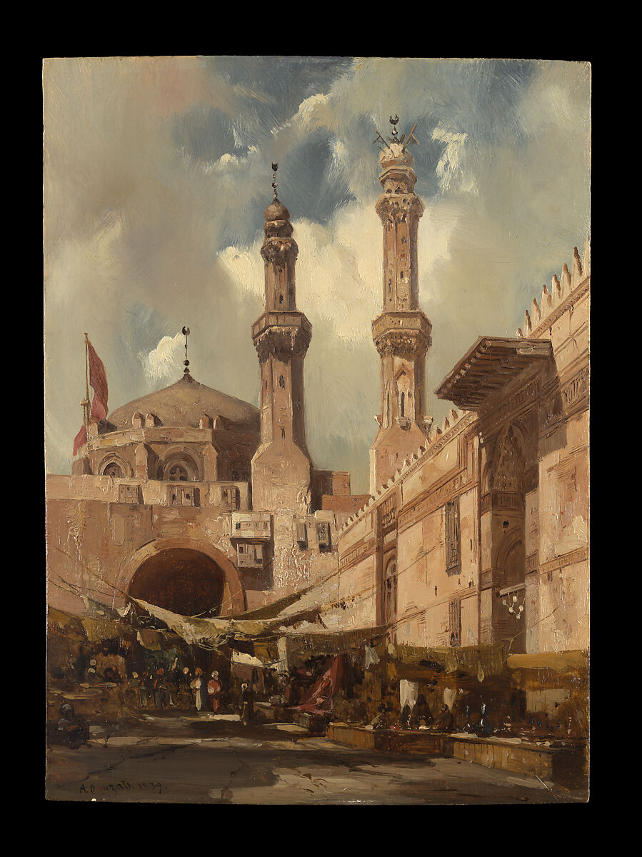 A Cairo Bazaar, Adrien Dauzats (French, Bordeaux 1804–1868 Paris), Oil on wood 