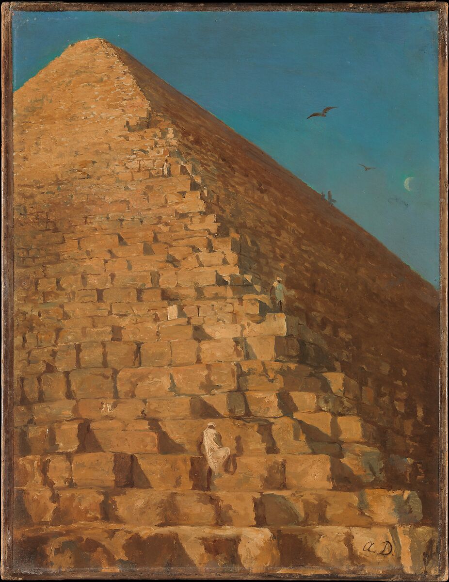 The Great Pyramid, Giza, Adrien Dauzats (French, Bordeaux 1804–1868 Paris), Oil on canvas 