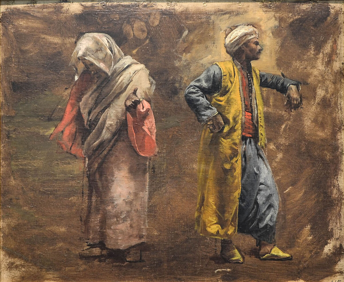Study of Two Figures, Edwin Lord Weeks (American, Boston, Massachusetts 1849–1903 Paris), Oil on canvas, laid down on Masonite, American 