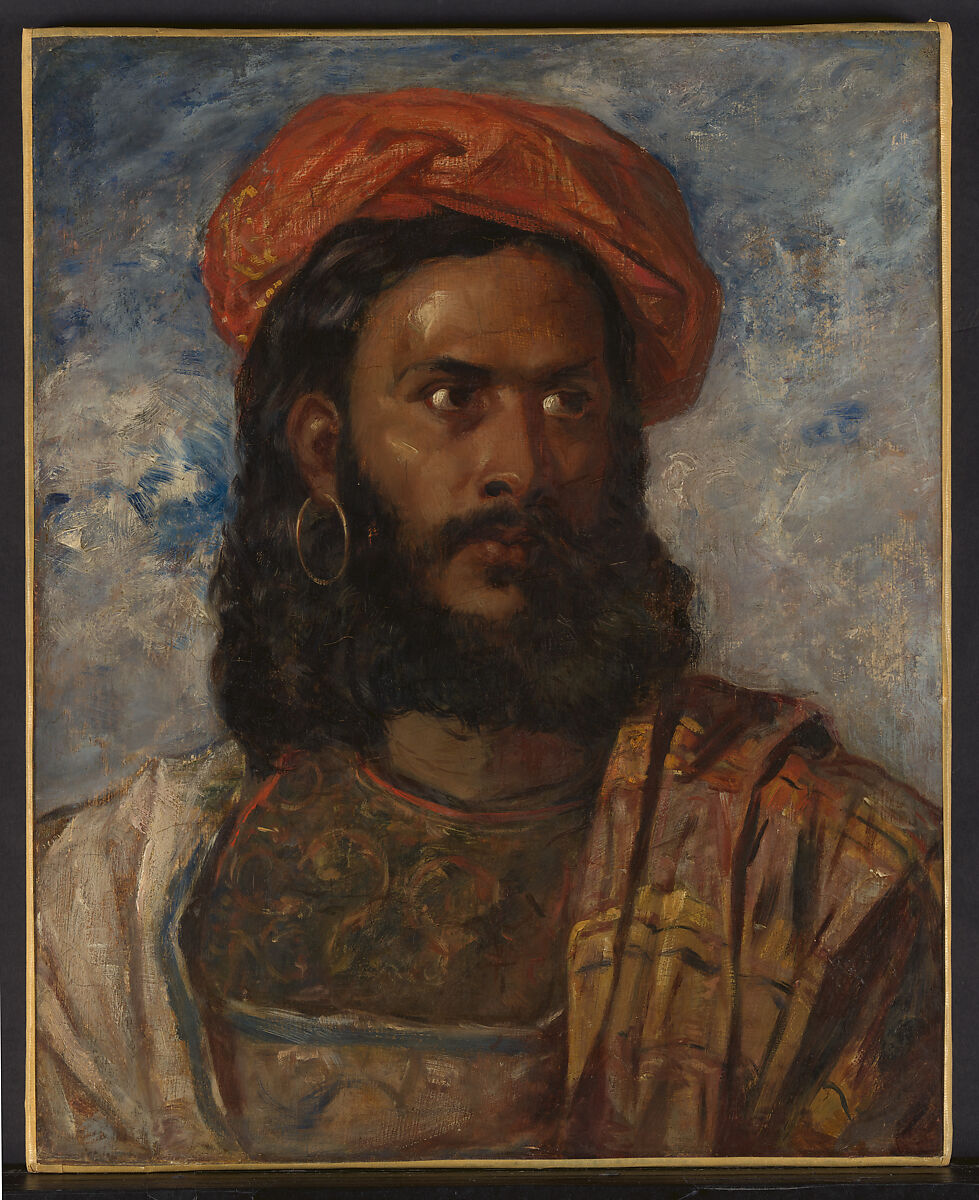 Study of a Man, Bust-Length, in Moorish Costume, Attributed to William James Müller (British, Bristol 1812–1845 Bristol), Oil on canvas 