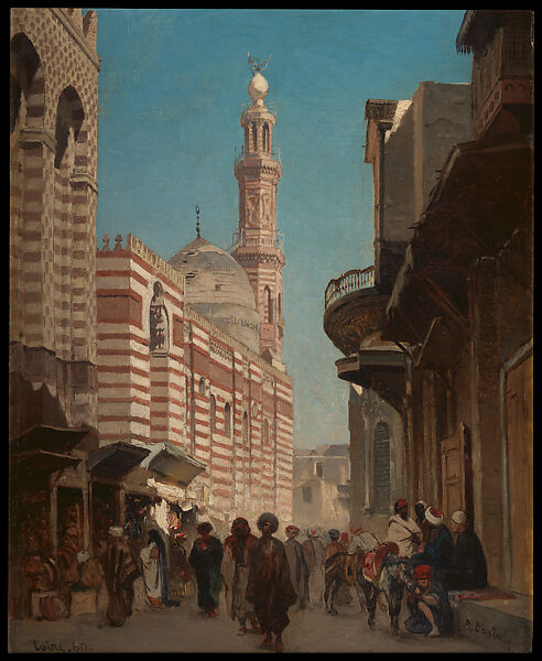 Street Scene in Cairo, Alberto Pasini (Italian, Busseto 1826–1899 Cavoretto), Oil on canvas, laid down on board 