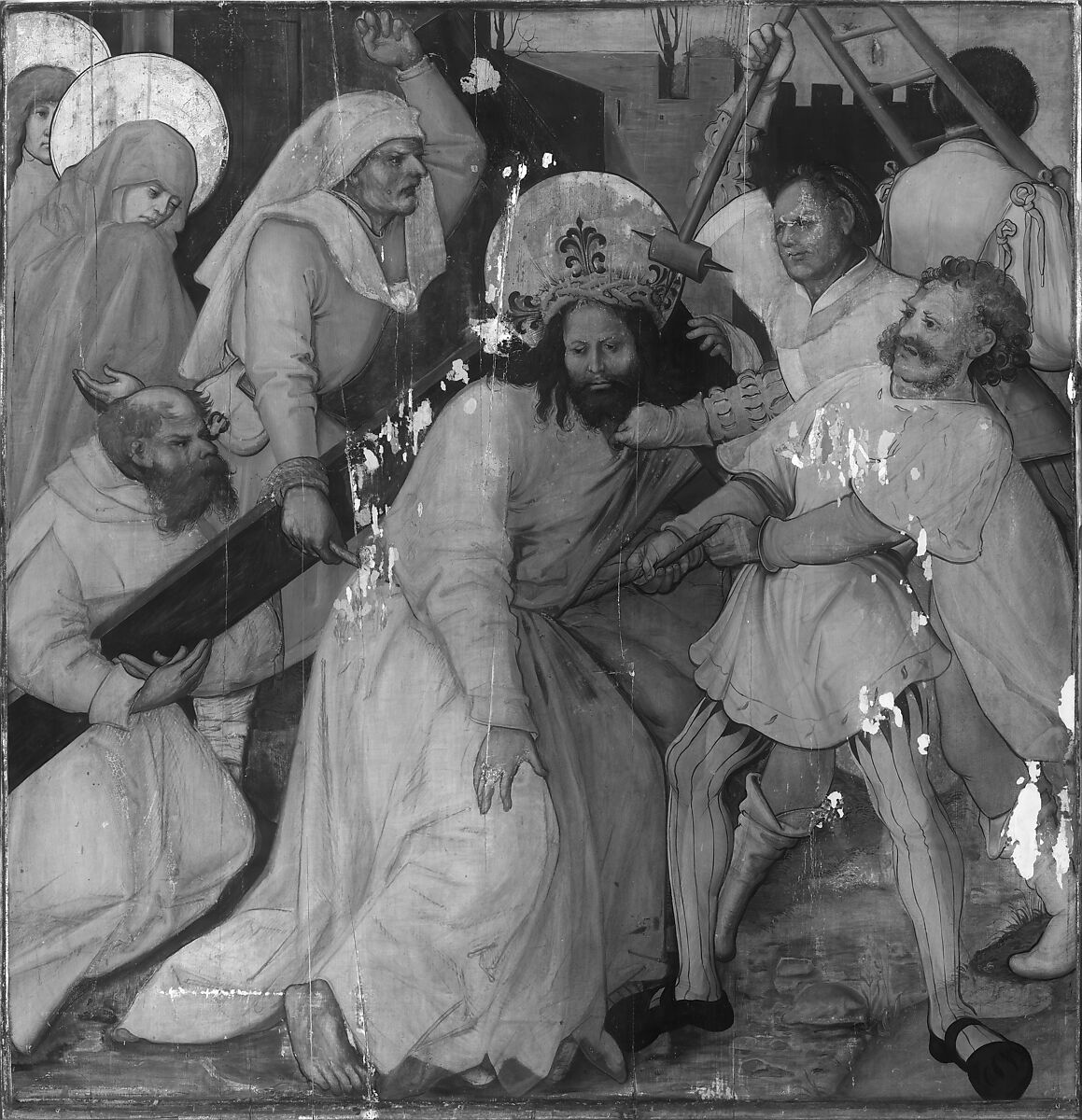 The Dormition of the Virgin; (reverse) Christ Carrying the Cross, Hans Schäufelein (German, Nuremberg ca. 1480–ca. 1540 Nördlingen), Oil and gold on fir