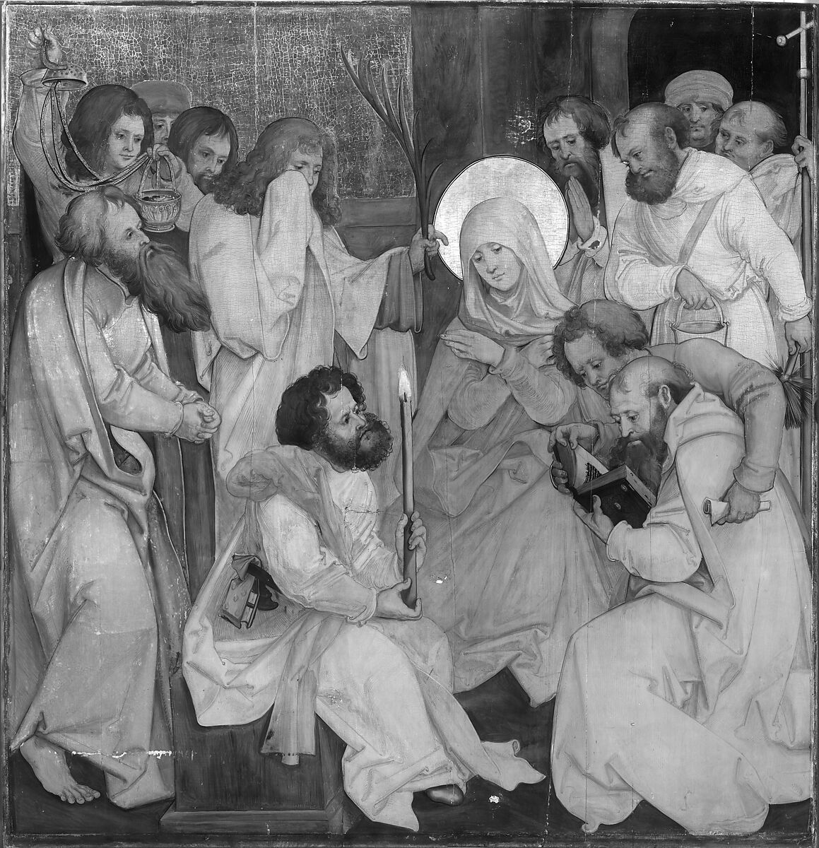 The Dormition of the Virgin; (reverse) Christ Carrying the Cross, Hans Schäufelein (German, Nuremberg ca. 1480–ca. 1540 Nördlingen), Oil and gold on fir