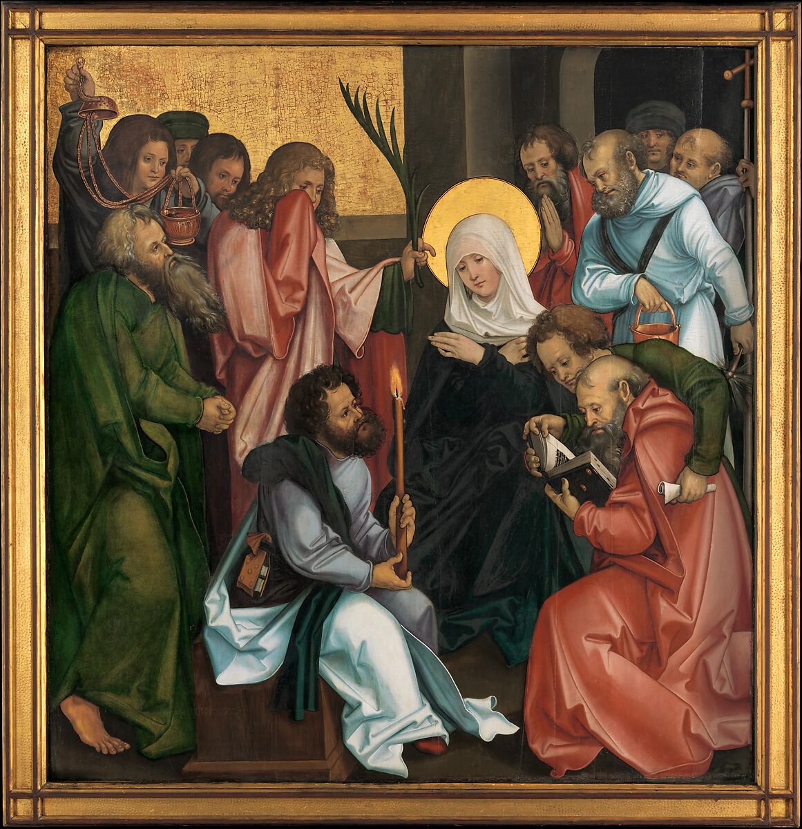 The Dormition of the Virgin; (reverse) Christ Carrying the Cross, Hans Schäufelein (German, Nuremberg ca. 1480–ca. 1540 Nördlingen), Oil and gold on fir 