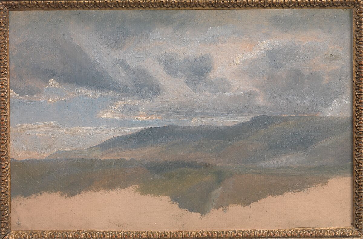 Landscape Study with Clouds, Emile Loubon (French, Aix-en-Provence 1809–1863 Marseilles), Oil on cardboard 