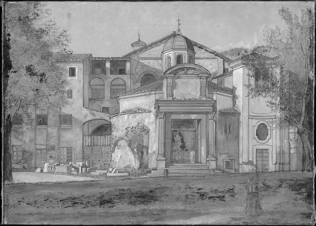 A Section of the Via Sacra, Rome (The Church of Saints Cosmas and Damian), Christoffer Wilhelm Eckersberg (Danish, Blåkrog 1783–1853 Copenhagen), Oil on canvas