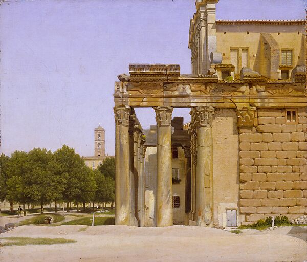 A Section of the Via Sacra, Rome (The Church of Saints Cosmas and Damian), Christoffer Wilhelm Eckersberg (Danish, Blåkrog 1783–1853 Copenhagen), Oil on canvas