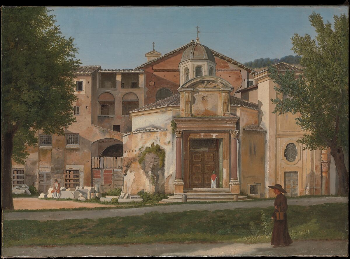 A Section of the Via Sacra, Rome (The Church of Saints Cosmas and Damian), Christoffer Wilhelm Eckersberg (Danish, Blåkrog 1783–1853 Copenhagen), Oil on canvas 