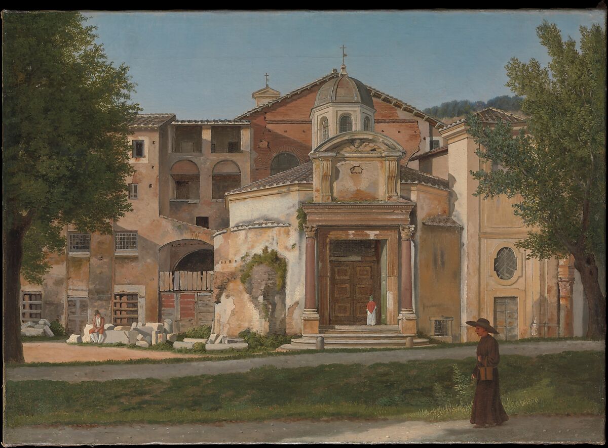 A Section of the Via Sacra, Rome (The Church of Saints Cosmas and Damian), Christoffer Wilhelm Eckersberg  Danish, Oil on canvas