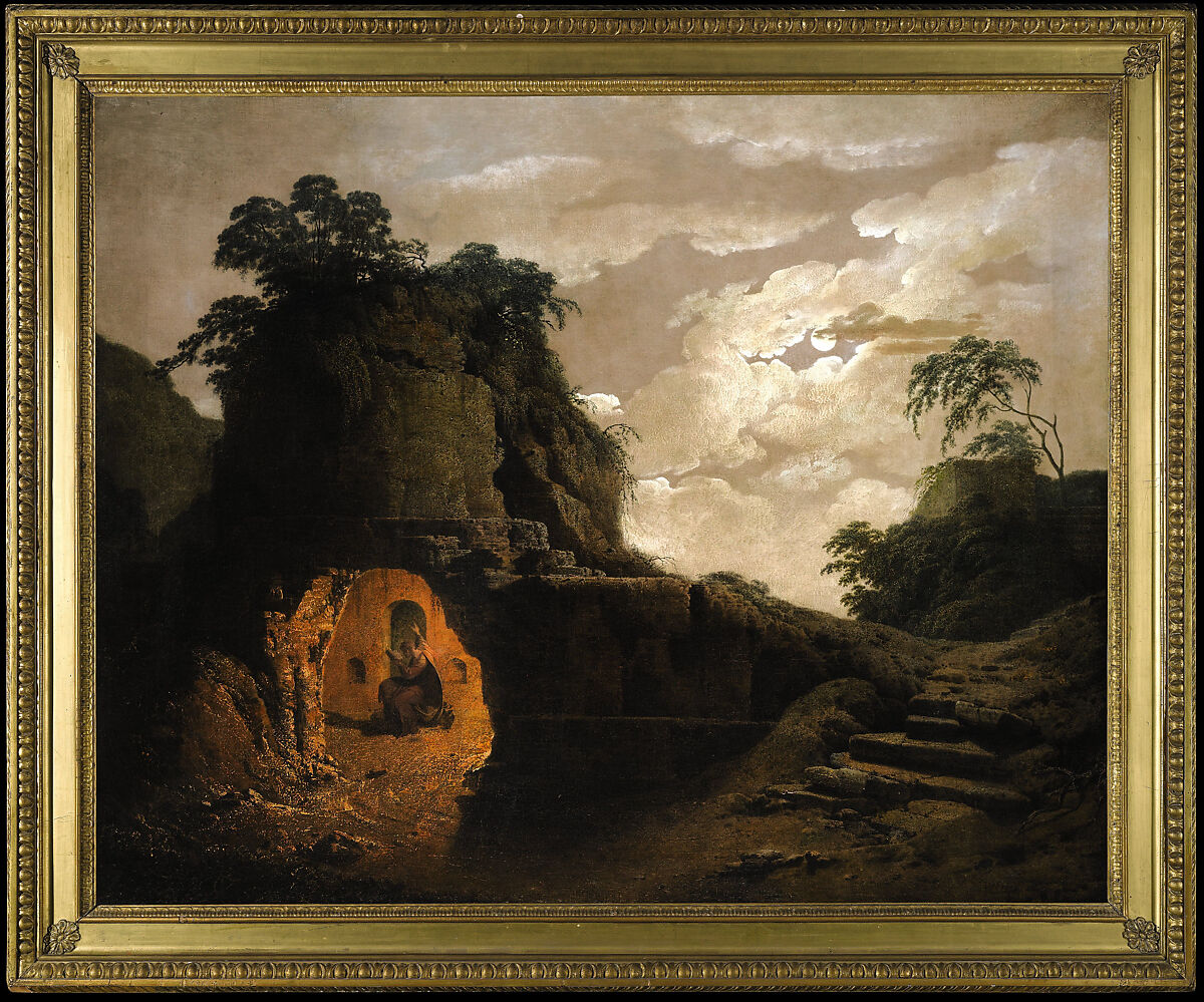 Virgil's Tomb by Moonlight, with Silius Italicus Declaiming, Joseph Wright (Wright of Derby) (British, Derby 1734–1797 Derby), Oil on canvas
