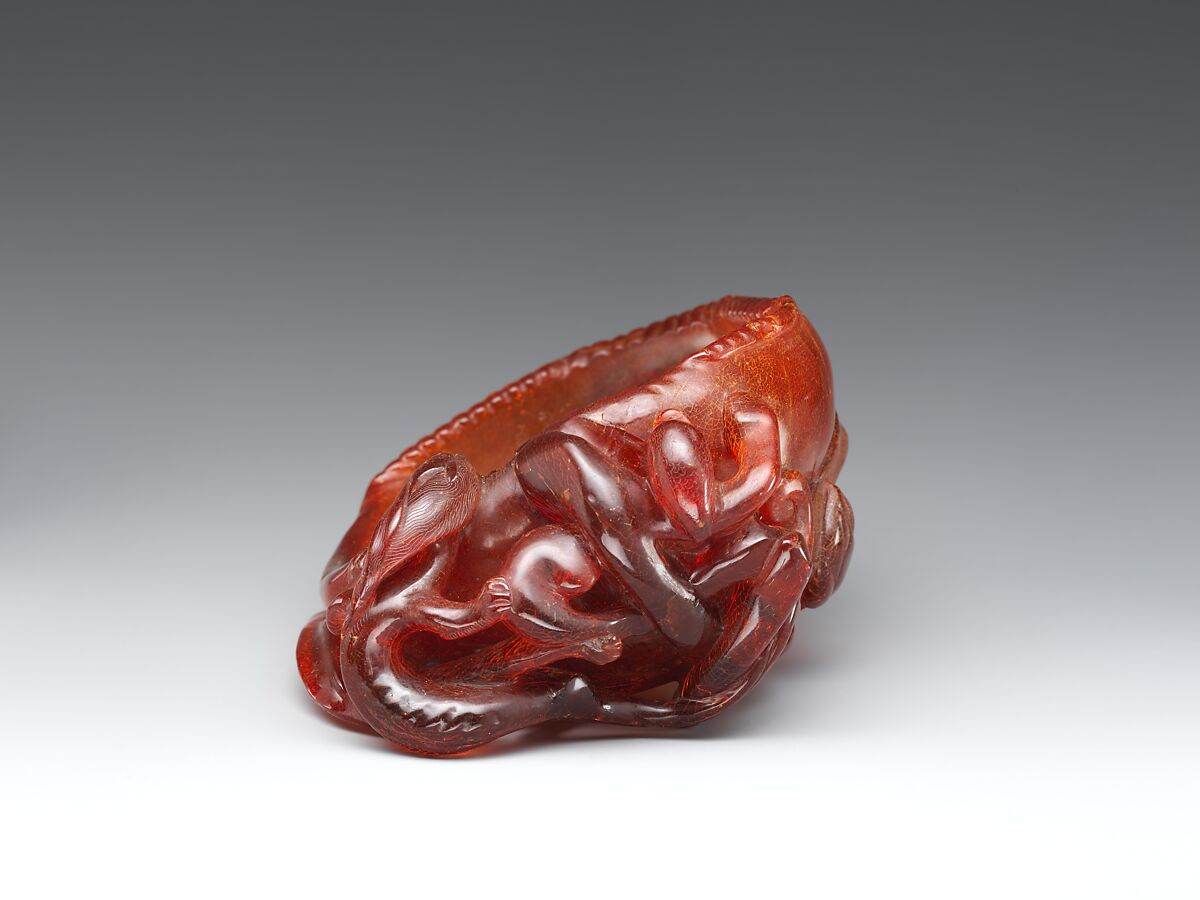 Dish in Form of a Leaf, Reddish amber, China