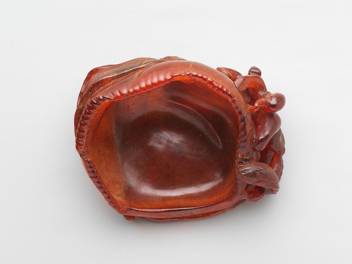 Dish in Form of a Leaf, Reddish amber, China