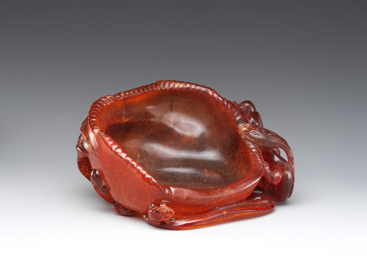Dish in Form of a Leaf, Reddish amber, China
