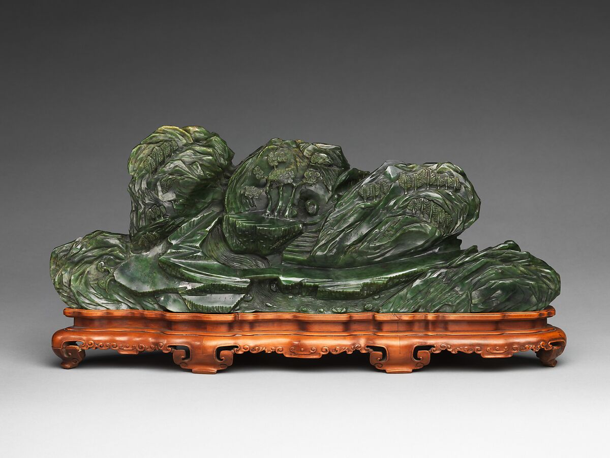 Landscape with hermits and a crane, Jade (nephrite), China