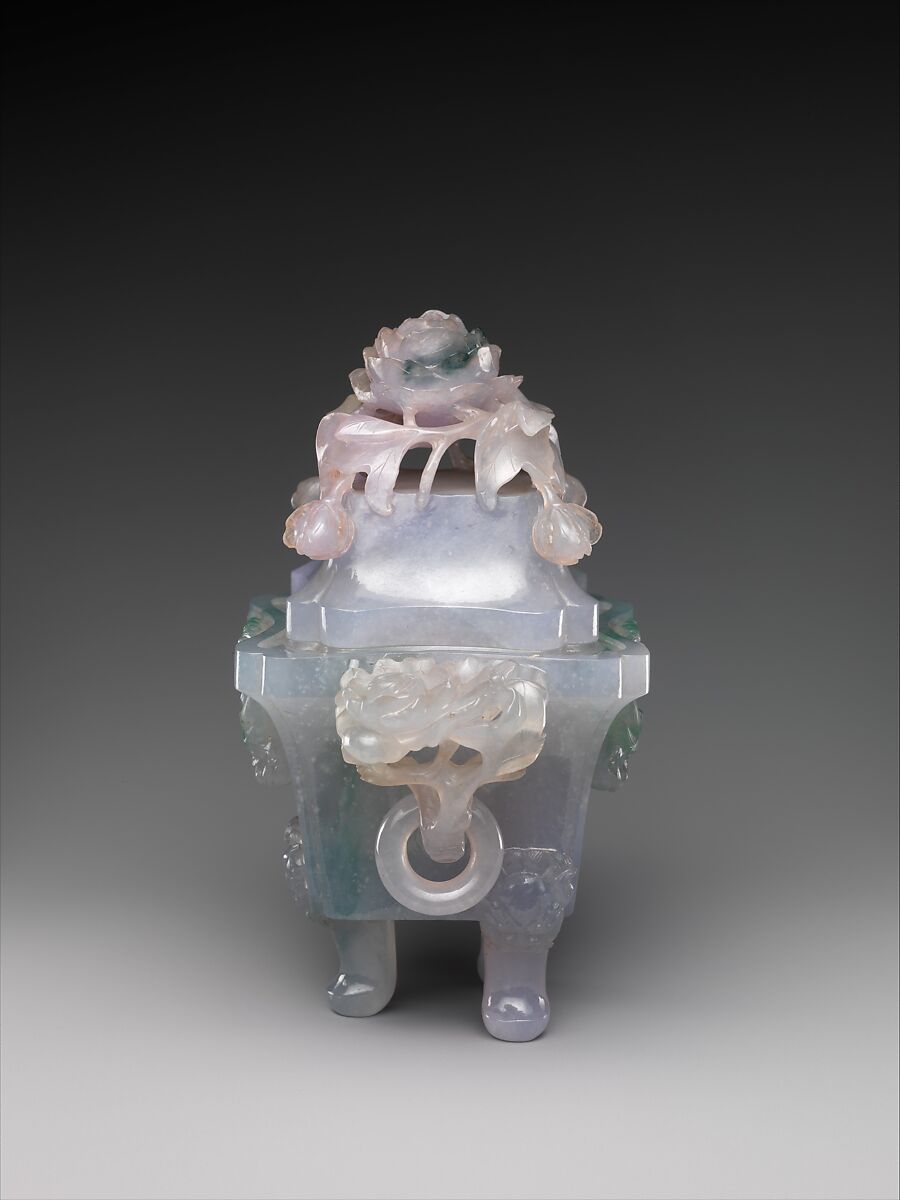 Incense burner in the shape of an archaic tripod (ding), Jade (jadeite), China